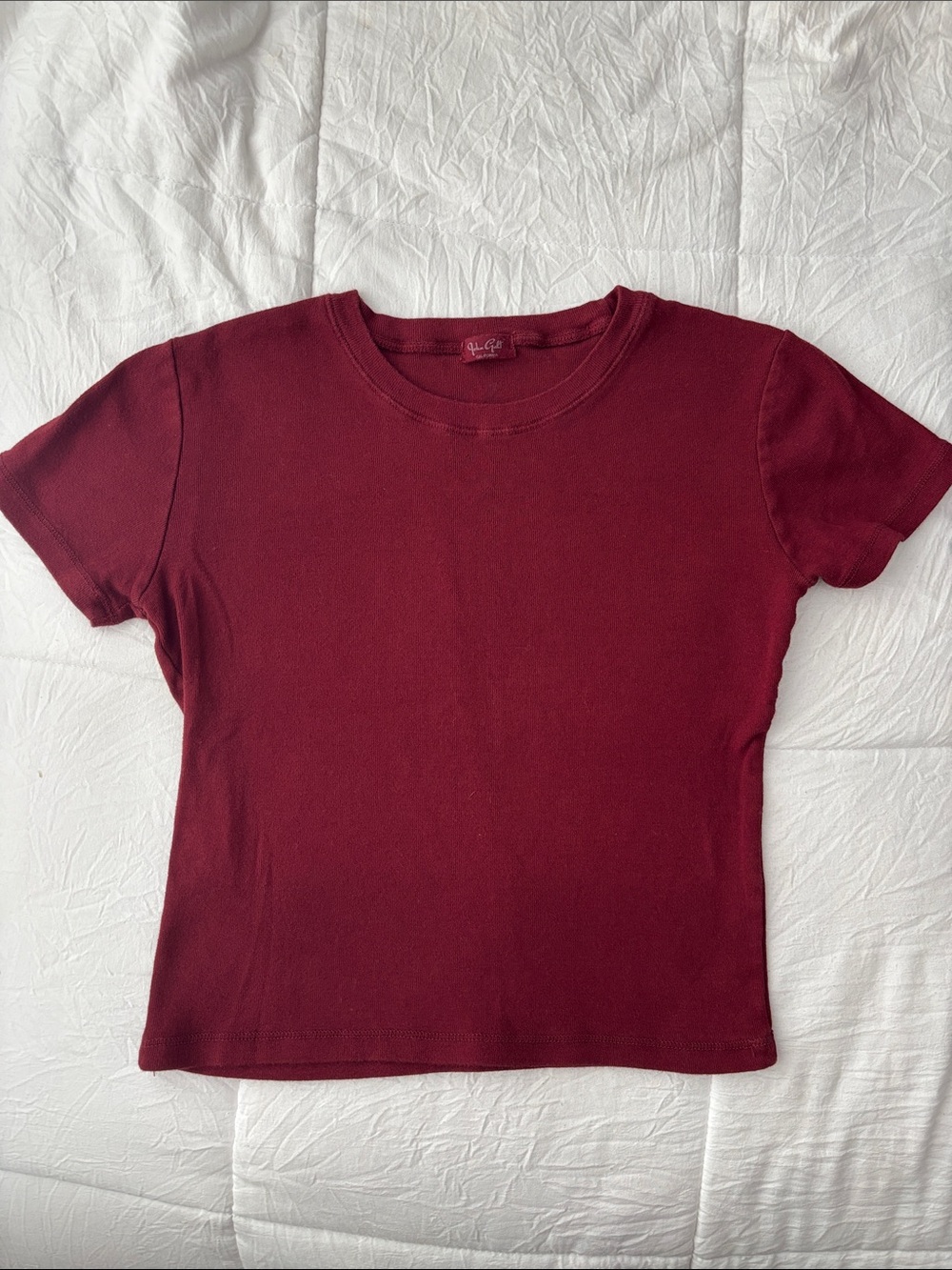 Brandy Melville Short Sleeve Crewneck Tee - Burgundy